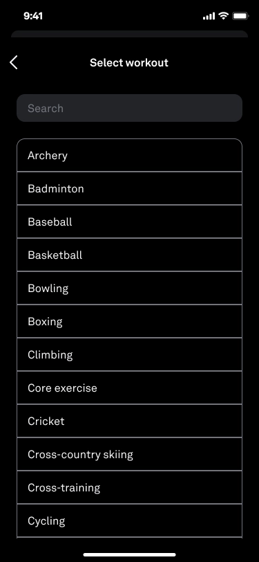 How To Add A Workout To Oura On iOS Devices?_Select workout
