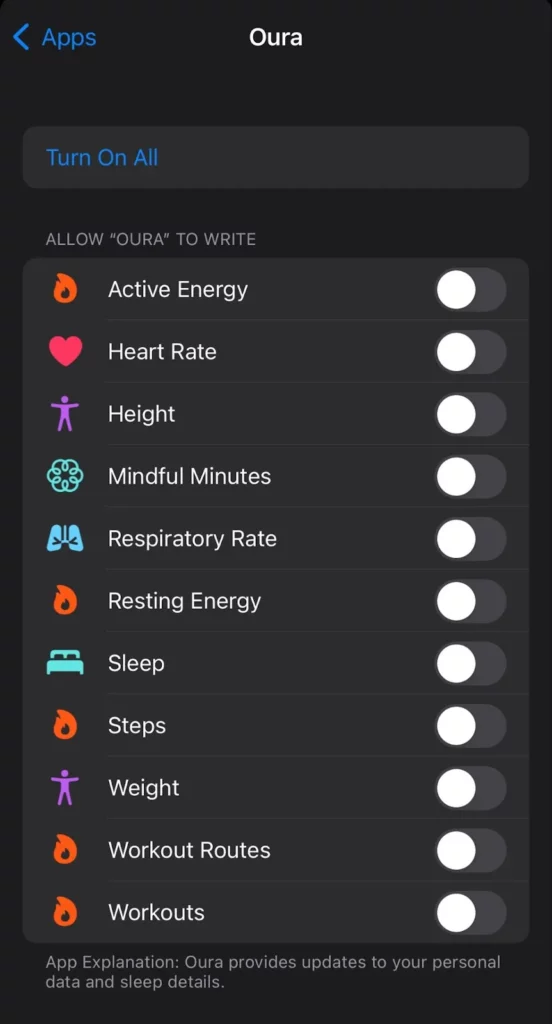 How To Connect Oura Ring To Apple Watch With Apple Health App?_Enable Data Sharing
