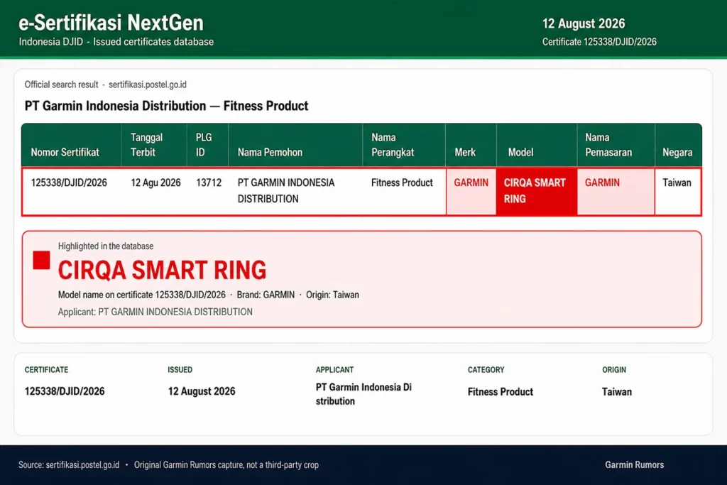 Garmin Cirqa RIng; Garmin smartring