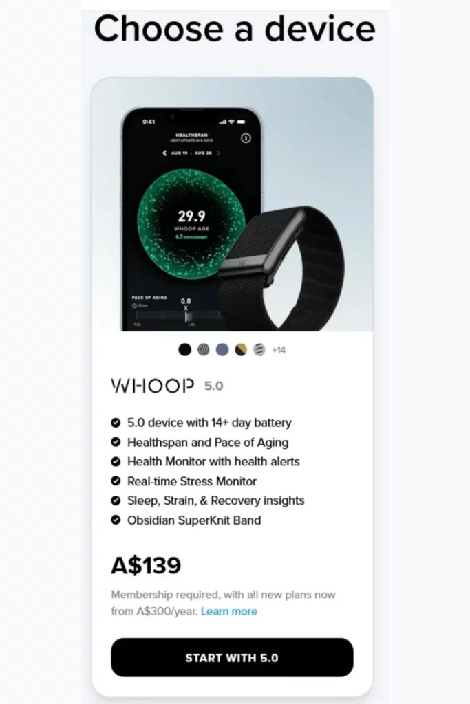 WHOOP device prices change in Australia; WHOOP new pricing news