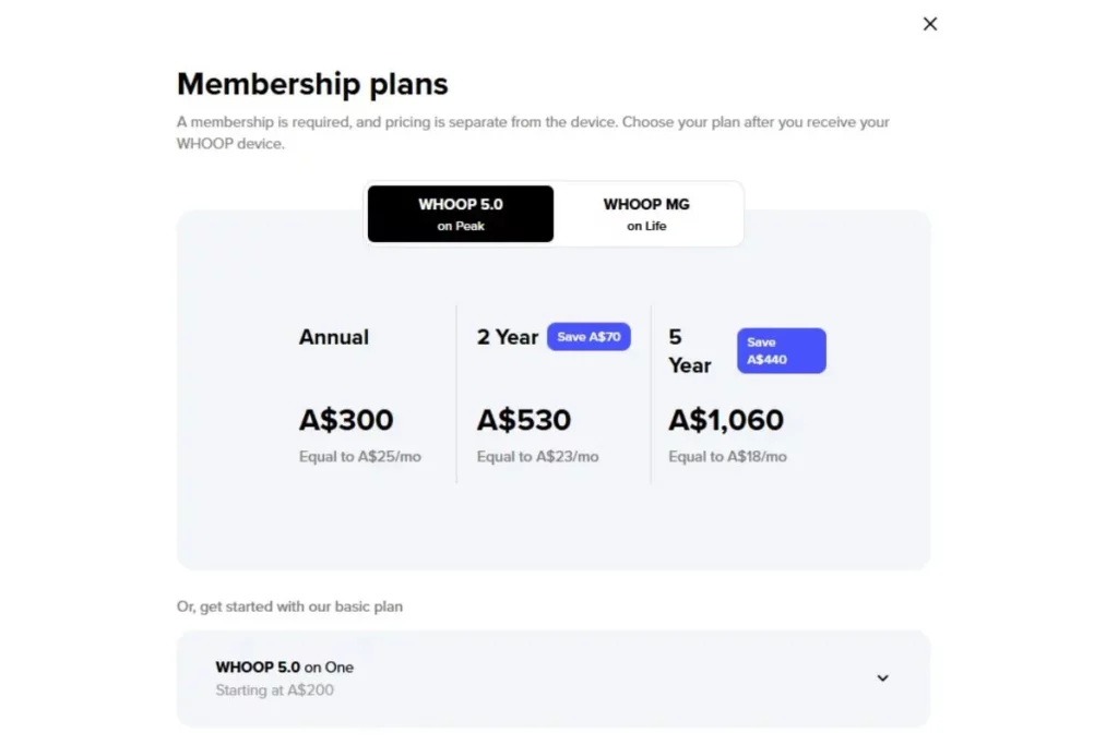 WHOOP membership prices change in Australia; WHOOP new pricing news