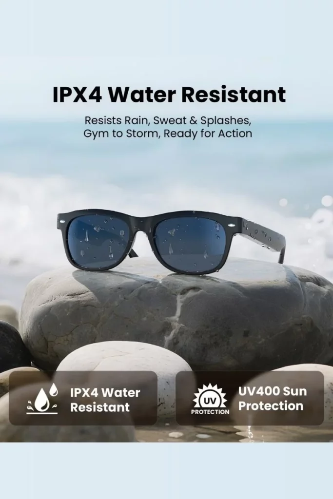 weariQ smart audio glasses water resistance; weariq smart glasses
