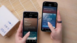 A Woman's Hands Holding Two Smartphones Displaying Different Pages of The Oura App